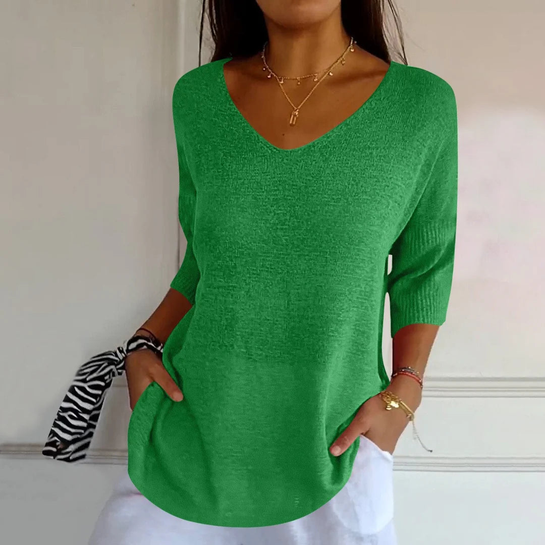 T-shirt met lange mouwen en V-hals