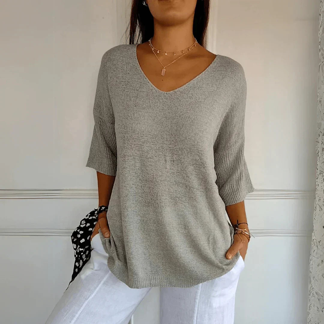 T-shirt met lange mouwen en V-hals