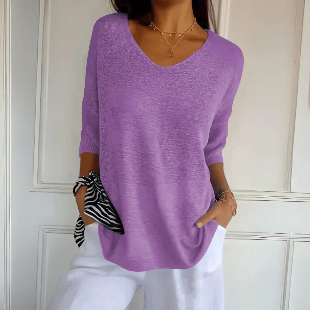 T-shirt met lange mouwen en V-hals