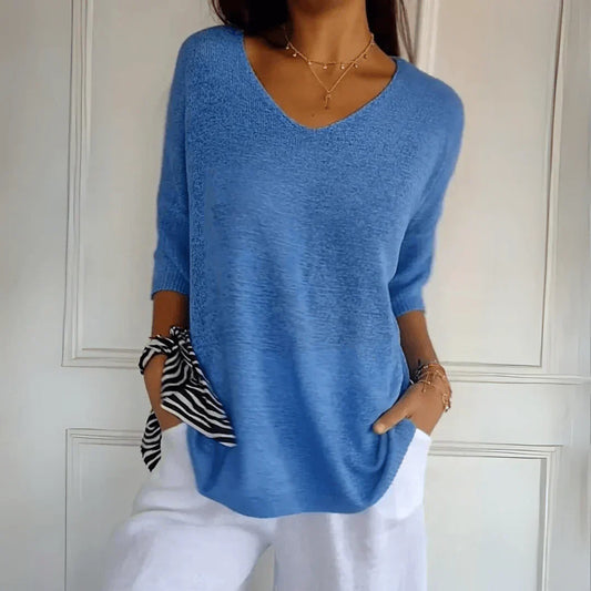 T-shirt met lange mouwen en V-hals